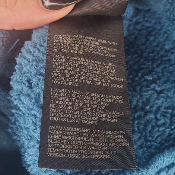 Marmot Blue Fuzzy Hooded Fleece Zip Front Jacket Sz Small - Picture 6 of 6